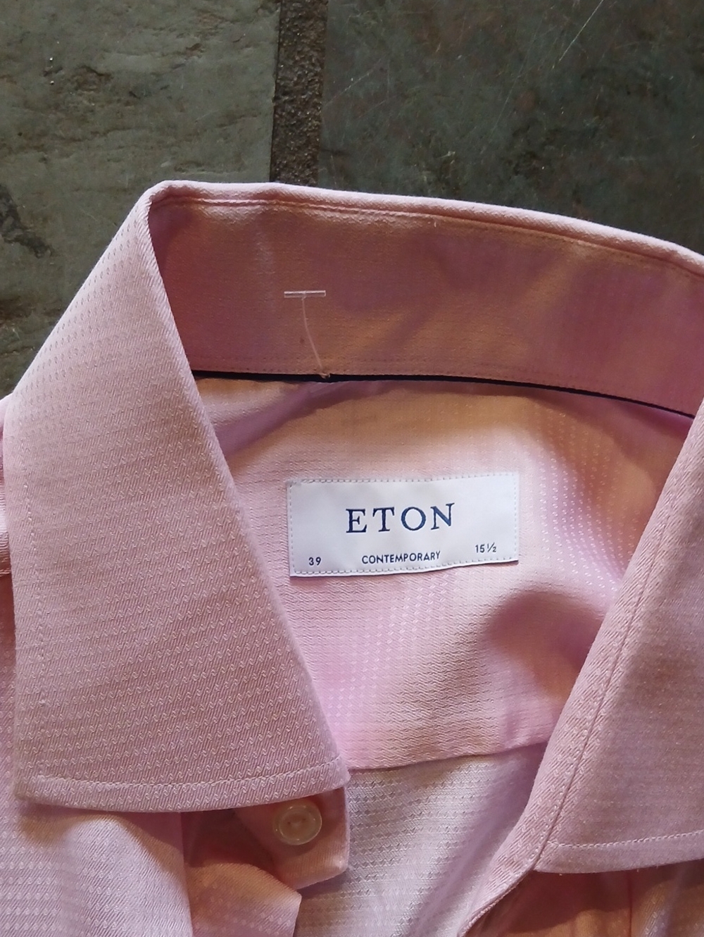 NWOT Eton  Textured Light Pink Men's ContemporaryLong Sleeve Size 39 16.5